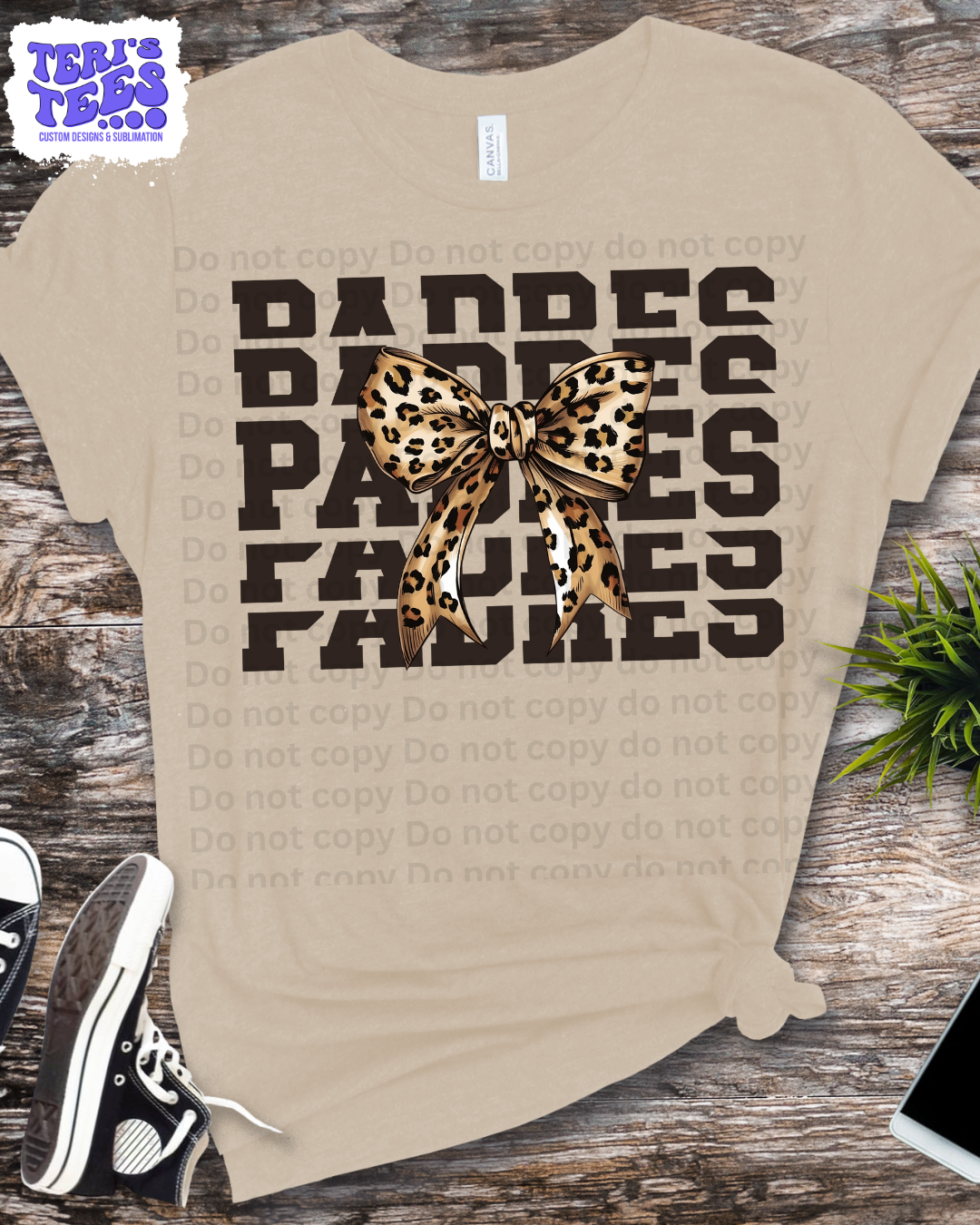 Padres Stacked leopard Bow T-Shirt