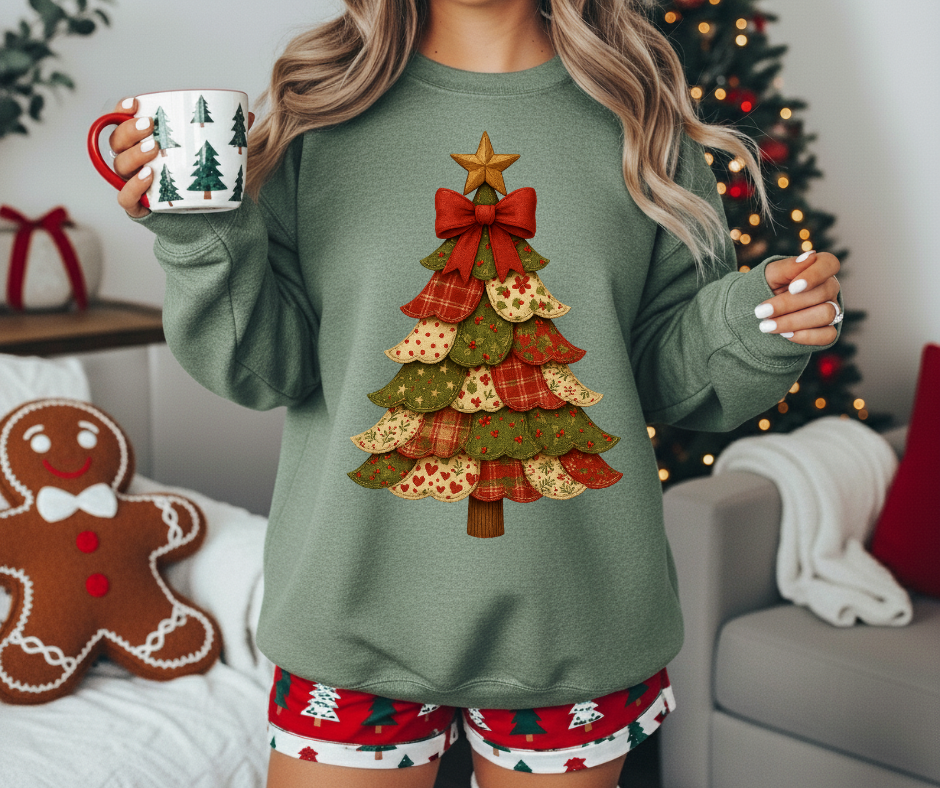 Super cute patchwork Christmas tree Crew