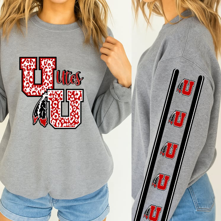 Utah University Utes Women's Crew with sleeve accent