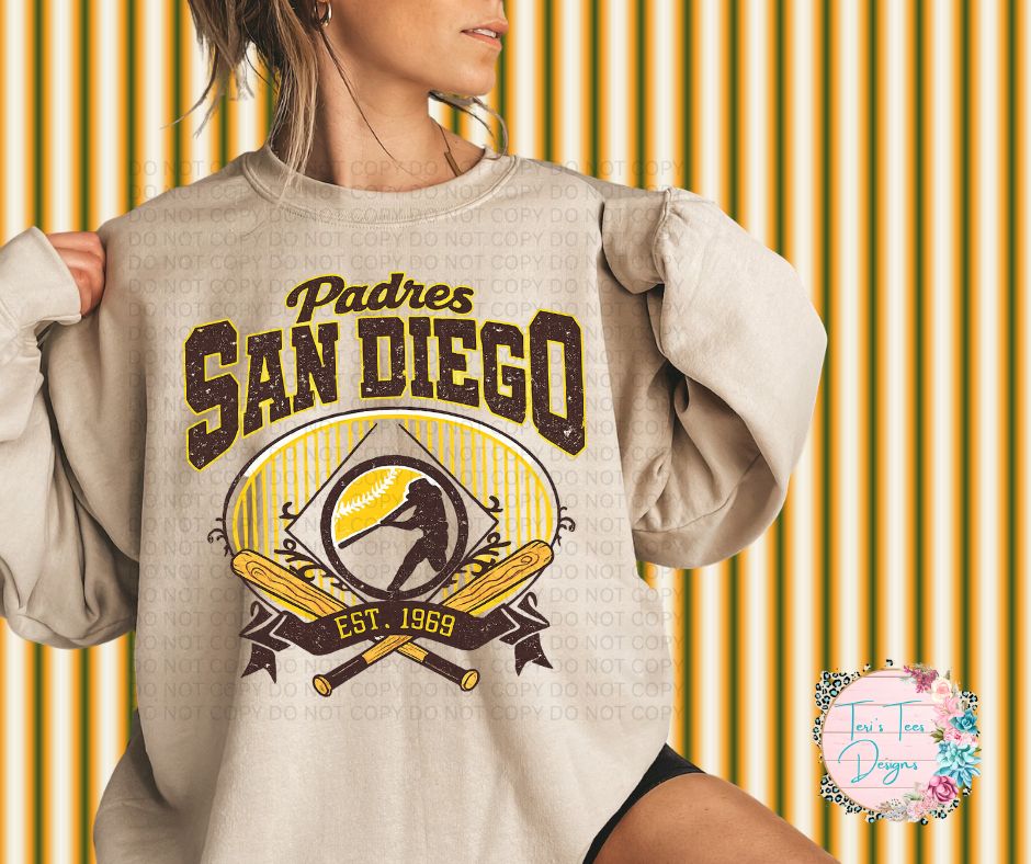 Padres San Diego Vintage Est. 1969 on Gildan Sand Crew Unisex