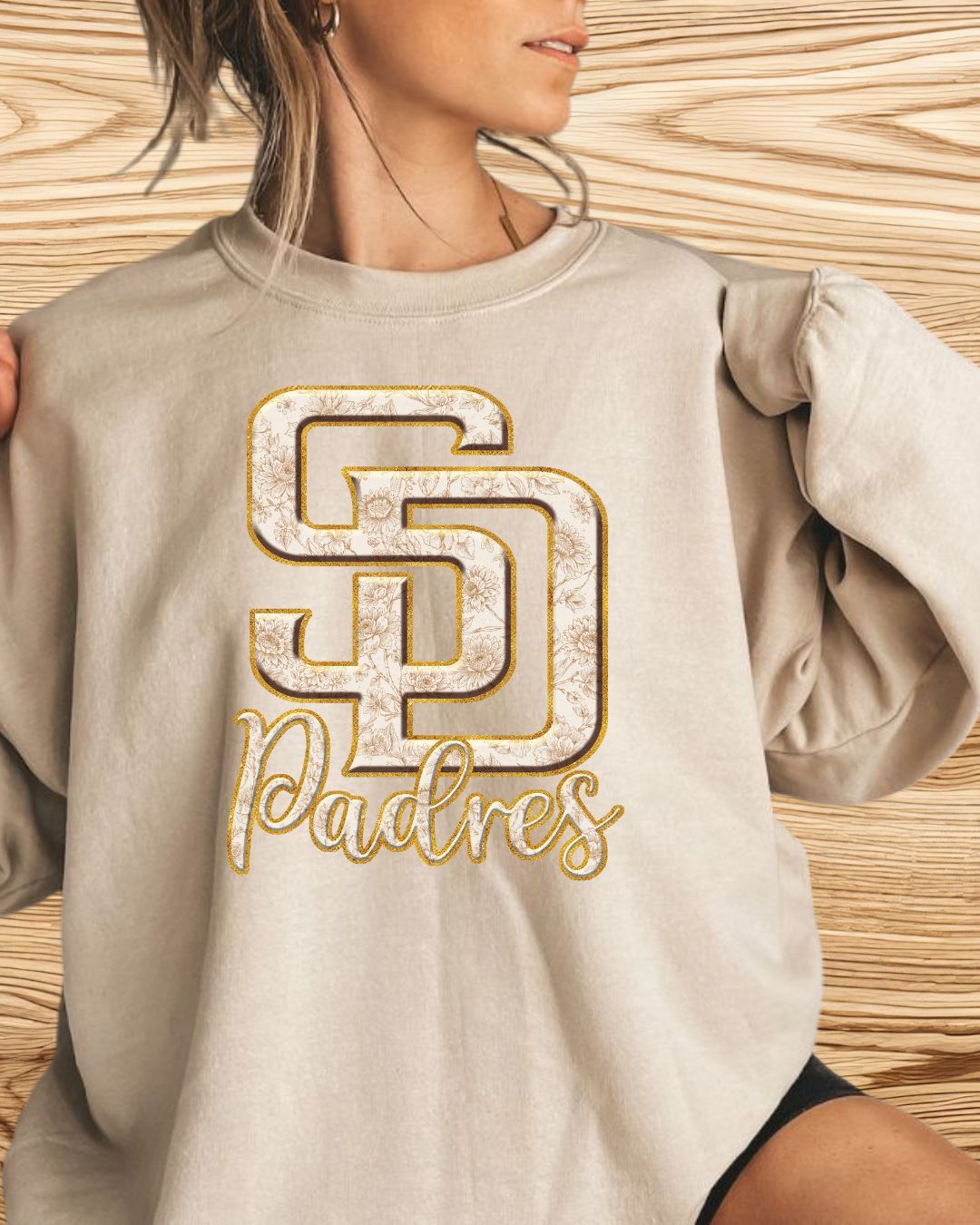 SD Padres Spring Floral Pattern Women's Gildan Crew