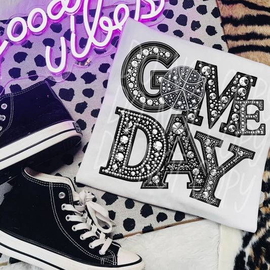 Game Day Rhinestone Look Basketball T-Shirt