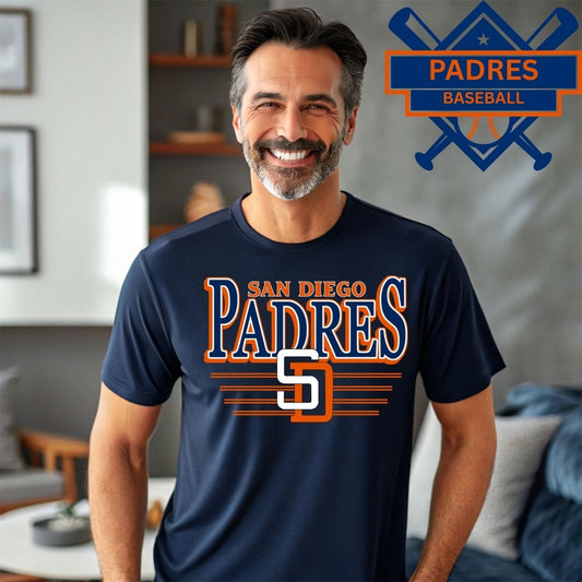 San Diego Padres Retro (1991) Blue & Orange Mens Tshirt