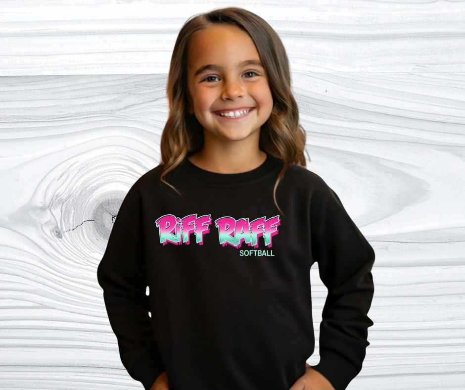 Riff Raff Youth Gildan Crew Unisex Hot Pink & Teal