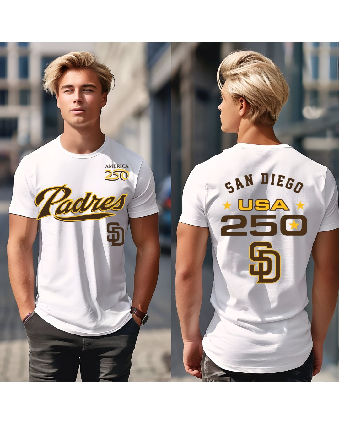 Padres Celebrating 250 years with Front & Back Logo