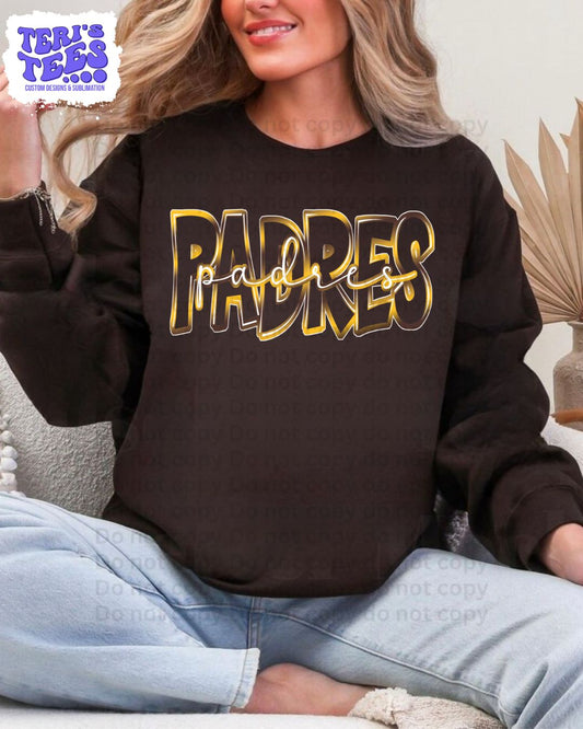 San Diego Padre P Custom Design in Ombre' Colors Crew