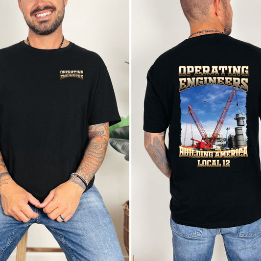 Operating Engineers Ombre Building America Local 12 Black Ultra Gildan T-Shirt