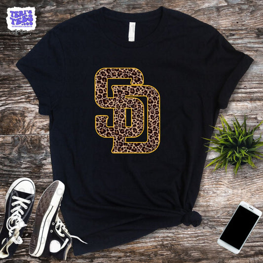 San Diego Padres Leopard SD with yellow outline