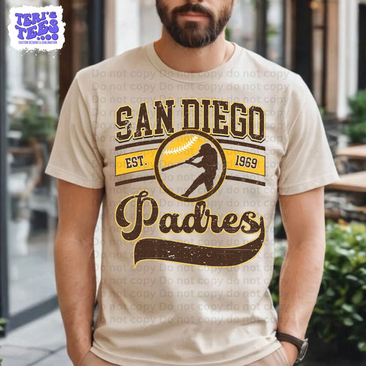 San Diego Padres Retro T-Shirt in Padre Yellow & Brown