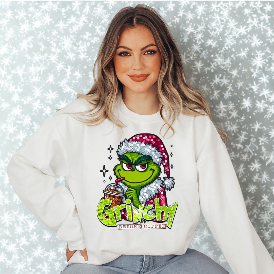 Grinchy before Coffee Women's Crew