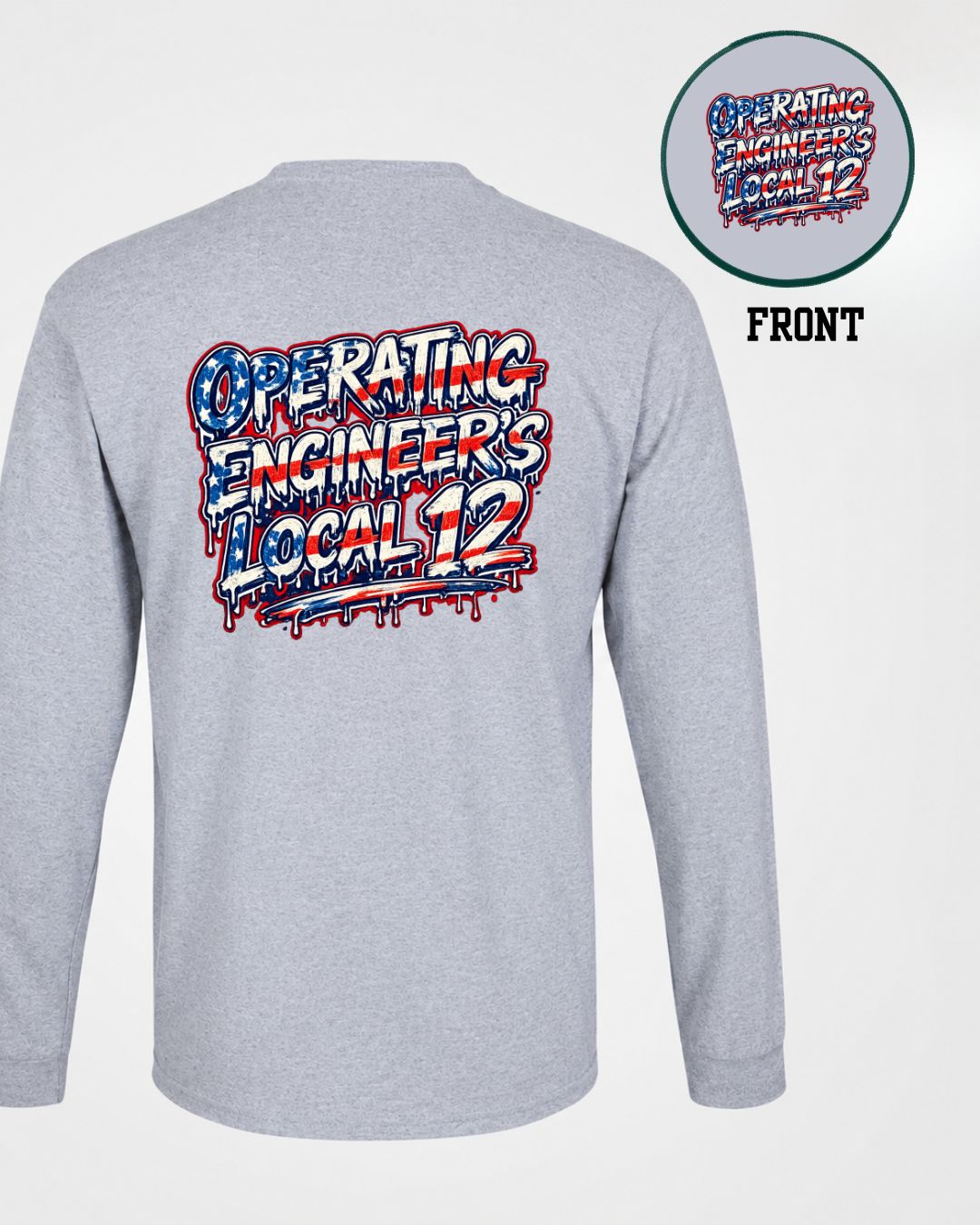 Red White Blue Operating Engineers Drip Long Sleeve