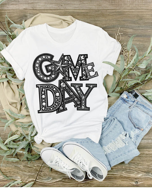 Game Day Star Rhinestone Font T-Shirt