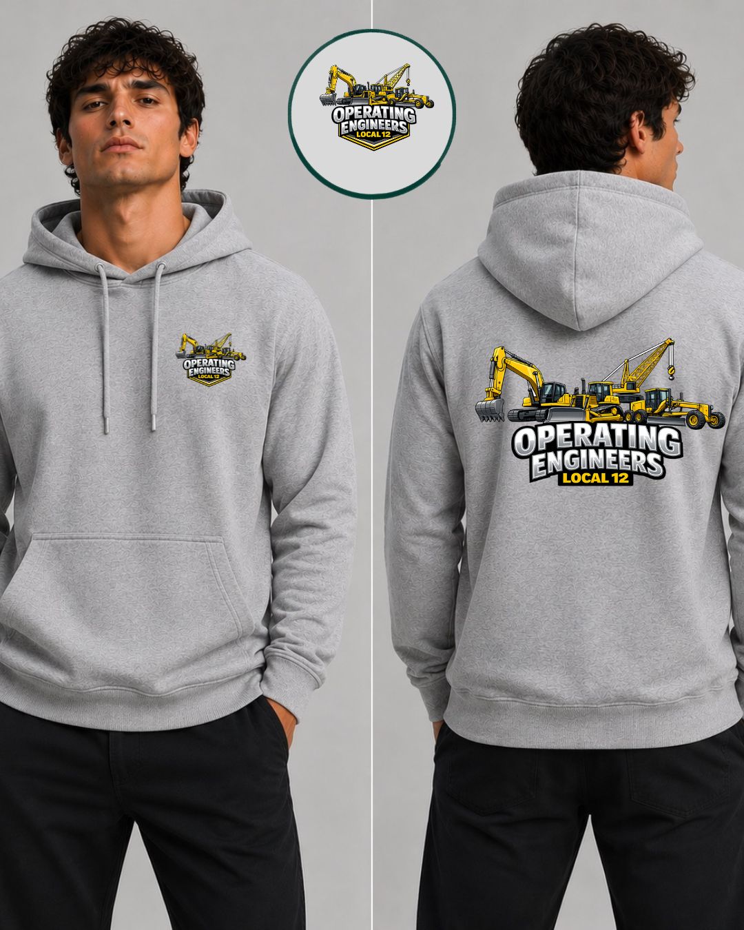 OE Local 12 Heavy Equipment with Motor Grader, Crane, Excavator Hoodie