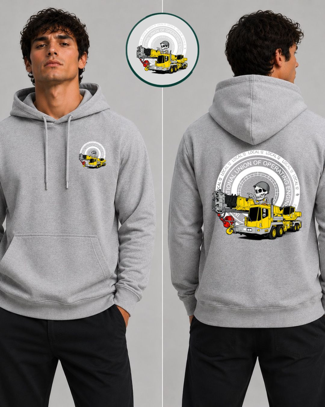 Hydraulic Crane Skeleton with 12 Steam Gauge Hoodie