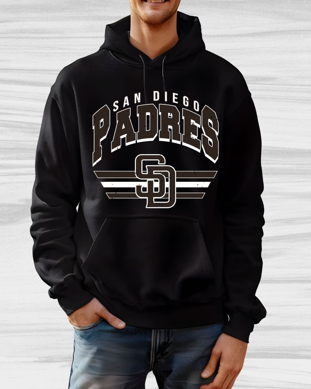 San Diego Padres on Black Gildan Unisex Hoodie