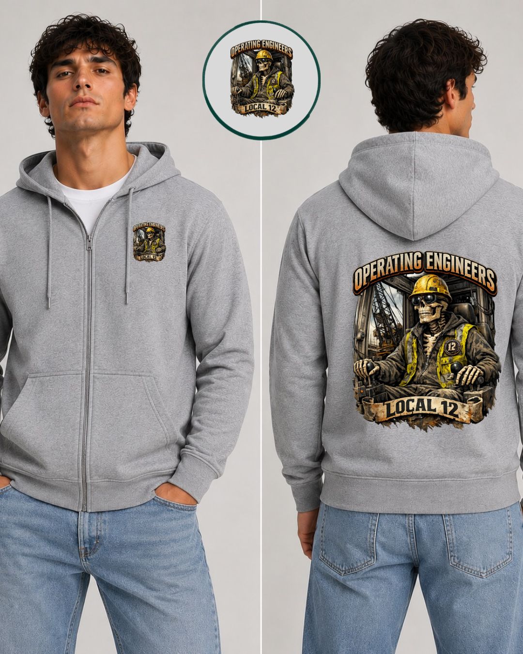 OE Local 12 Skeleton Driven Crane Zip-Up Hoodie