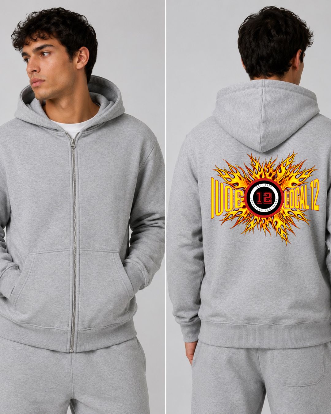 IUOE Flames Zip-Up Hoodie