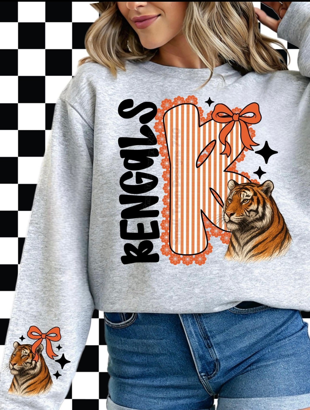 CINCINNATI BENGALS SEERSUCKER WOMEN'S CREW
