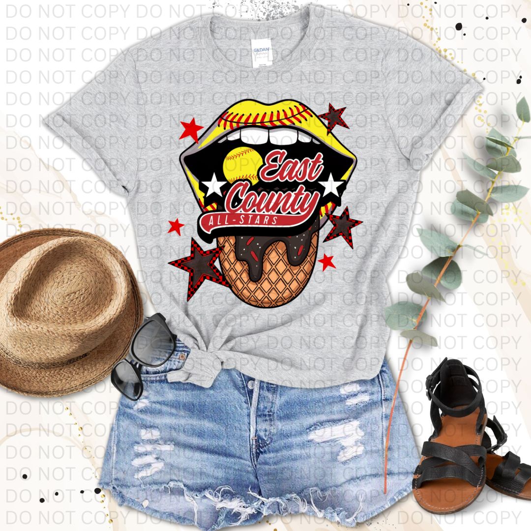 East County Softball Party Lips T-Shirt