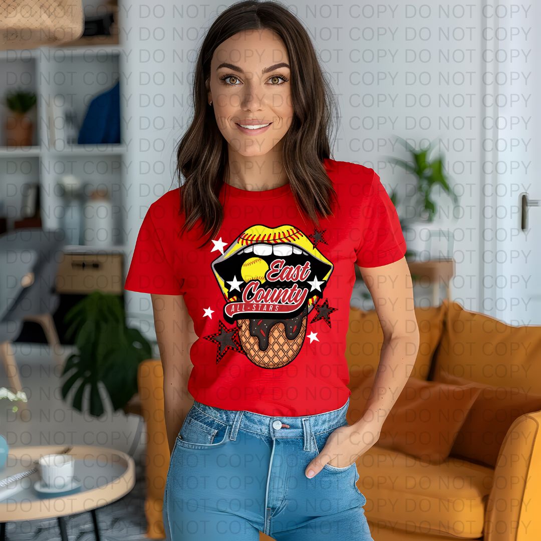East County Softball Party Lips T-Shirt