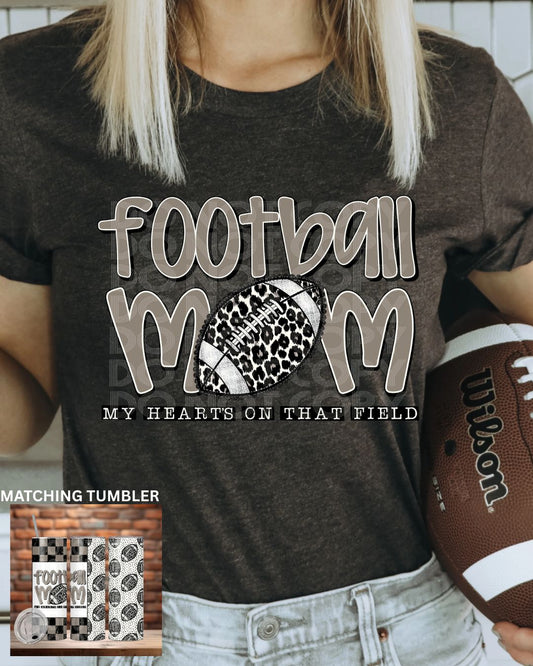 Football Leopard Mom- My Heart is on that Field T-Shirt