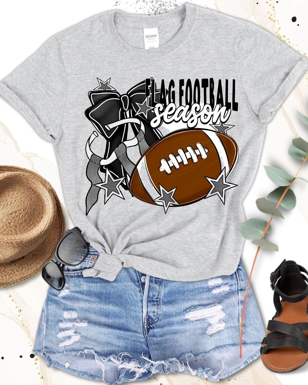Flag Football Season on Bella Canvas Sport Gray T-Shirt