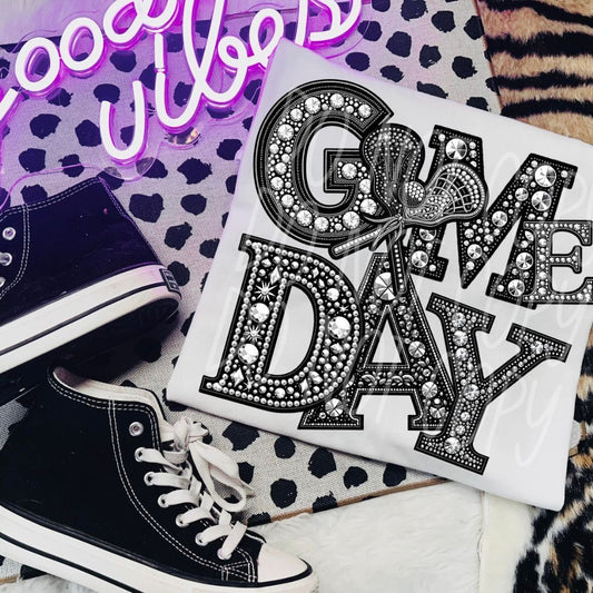 Game Day LaCrosse Rhinestone Font T-Shirt