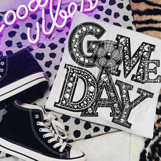 Game Day Soccer Rhinestone Font T-Shirt