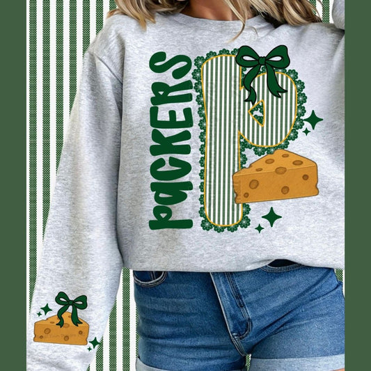 Green Bay Packers Seersucker Font Women's Crew