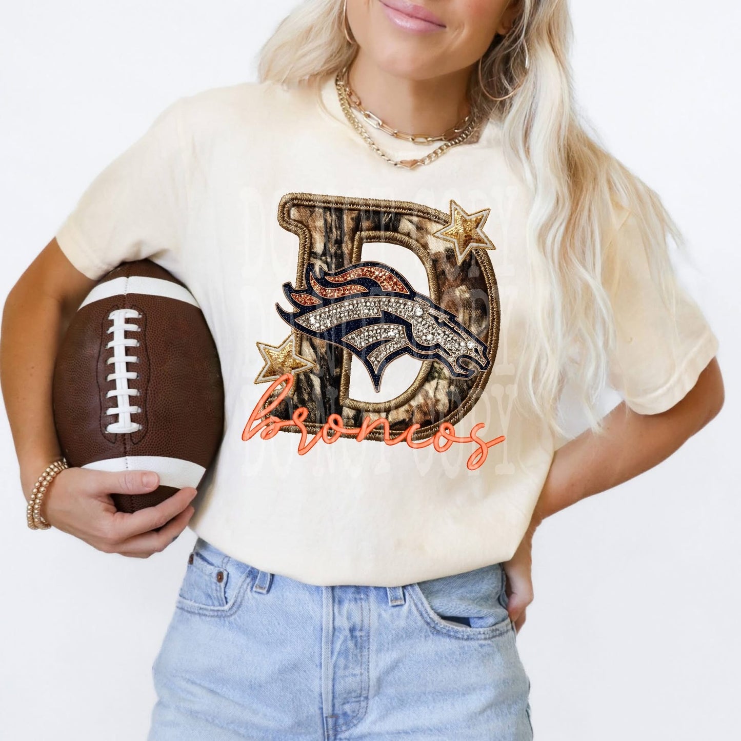 Denver Broncos Camo on Ivory Comfort Colors T-Shirt