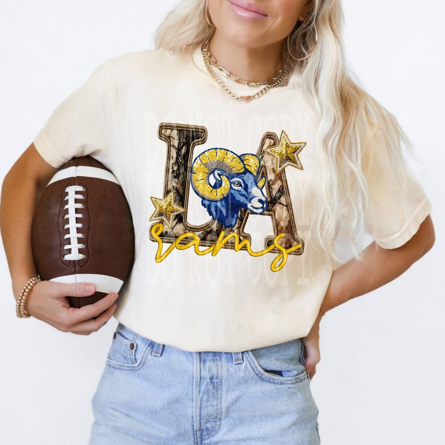 Los Angeles Rams Camo on Ivory Comfort Colors T-Shirt