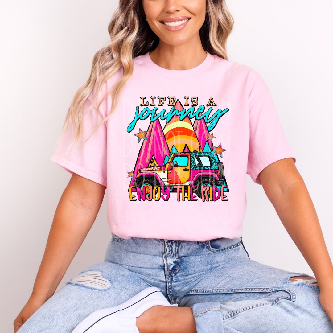 Life is a Journey Enjoy the Ride on Blossom Comfort Colors Jeep T-Shirt