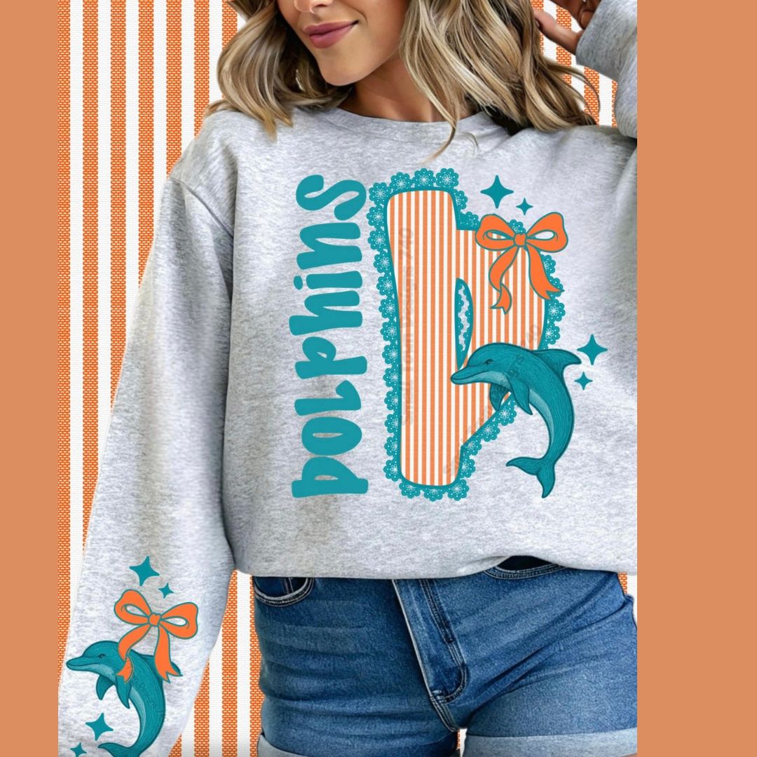 Miami Dolphins Seersucker Font Women's Crew