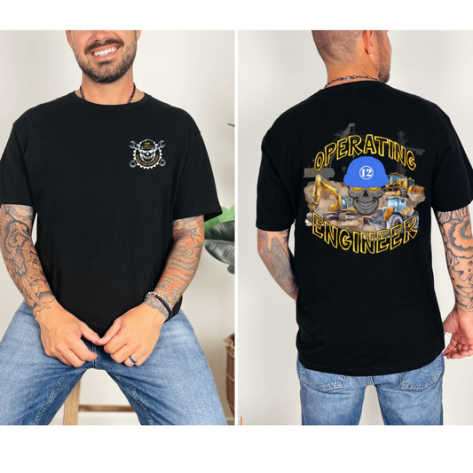Operating Engineers with Equipment Skull Hardhat with pocket Logo