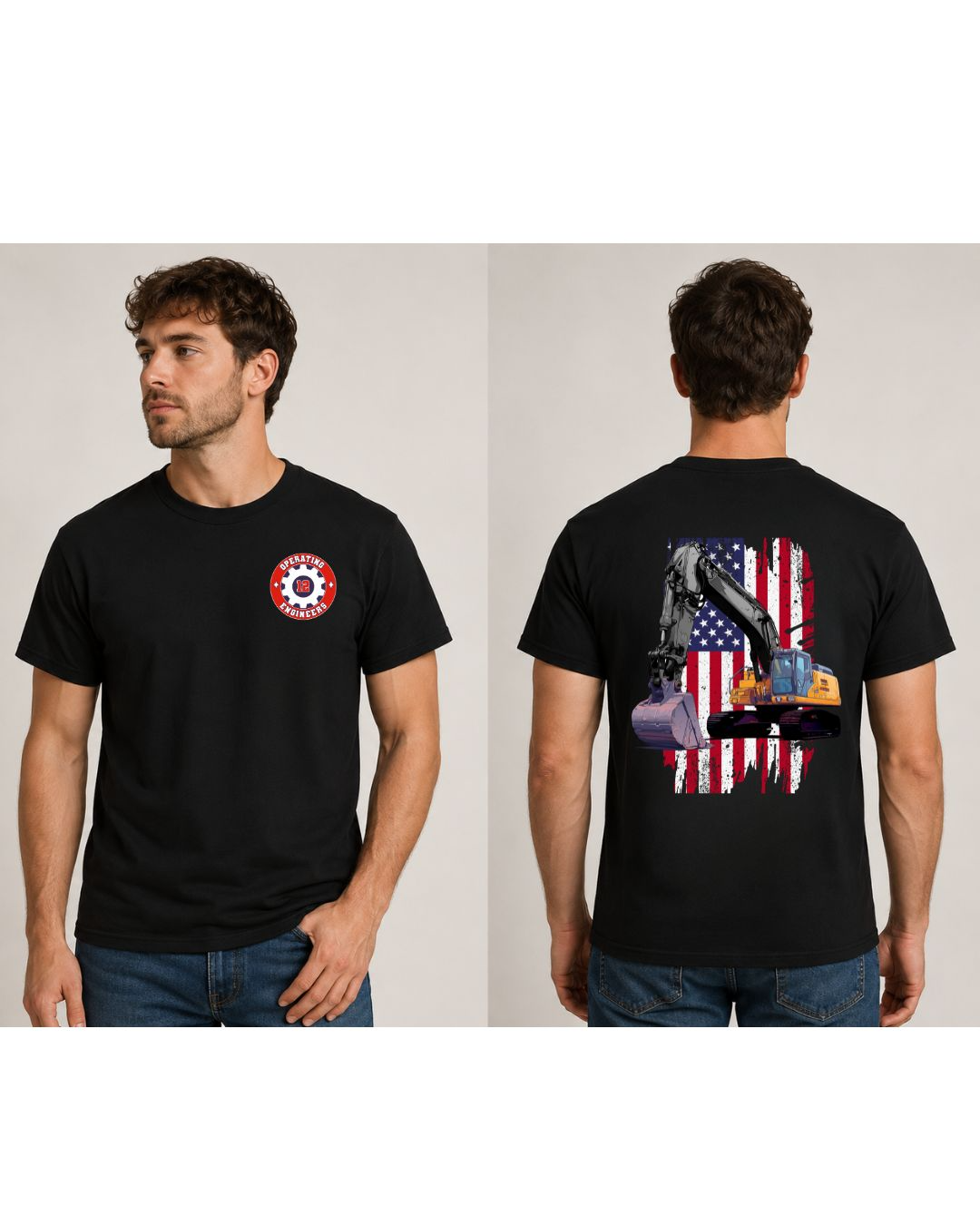 Operating Engineers Flag Excavator with pocket Logo