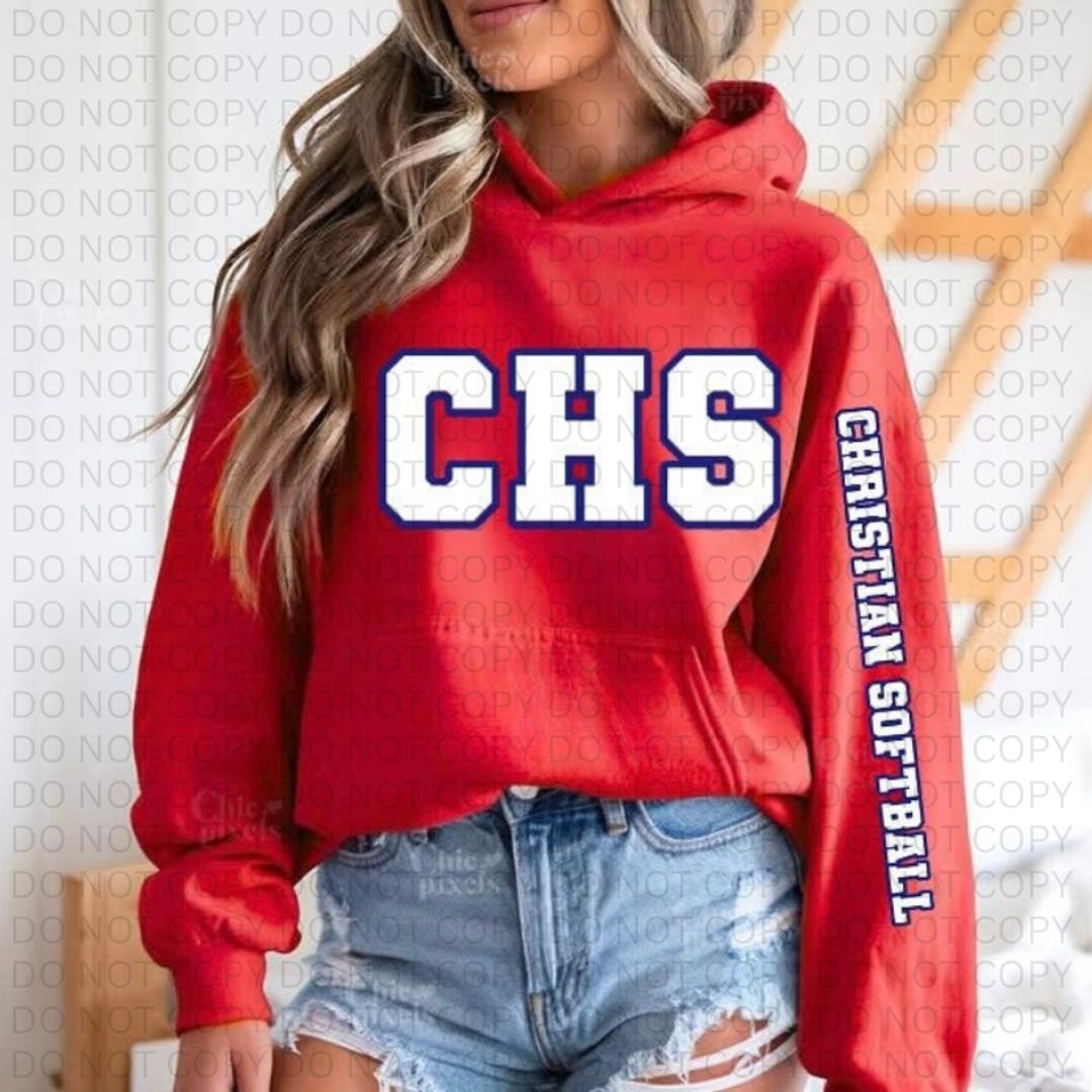Christian High School Softball Hoodie with sleeve accent