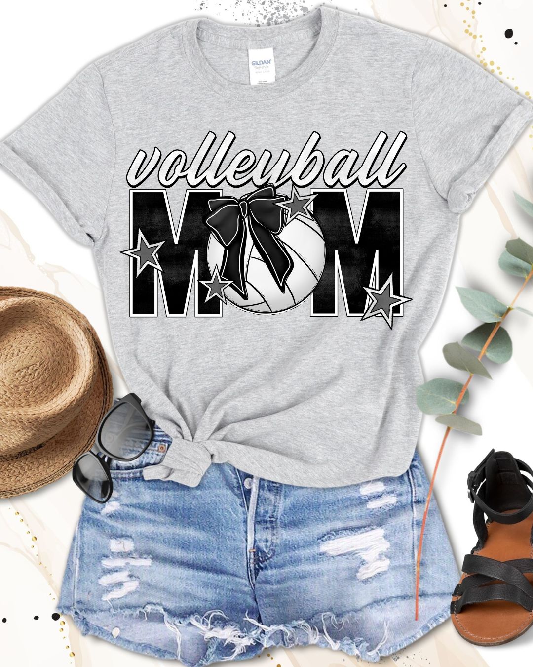 Volleyball Mom on Bella Canvas Sport Gray T-Shirt