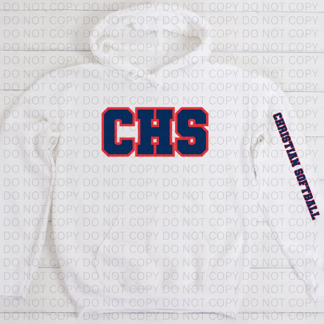 Christian High School Softball Hoodie with sleeve accent