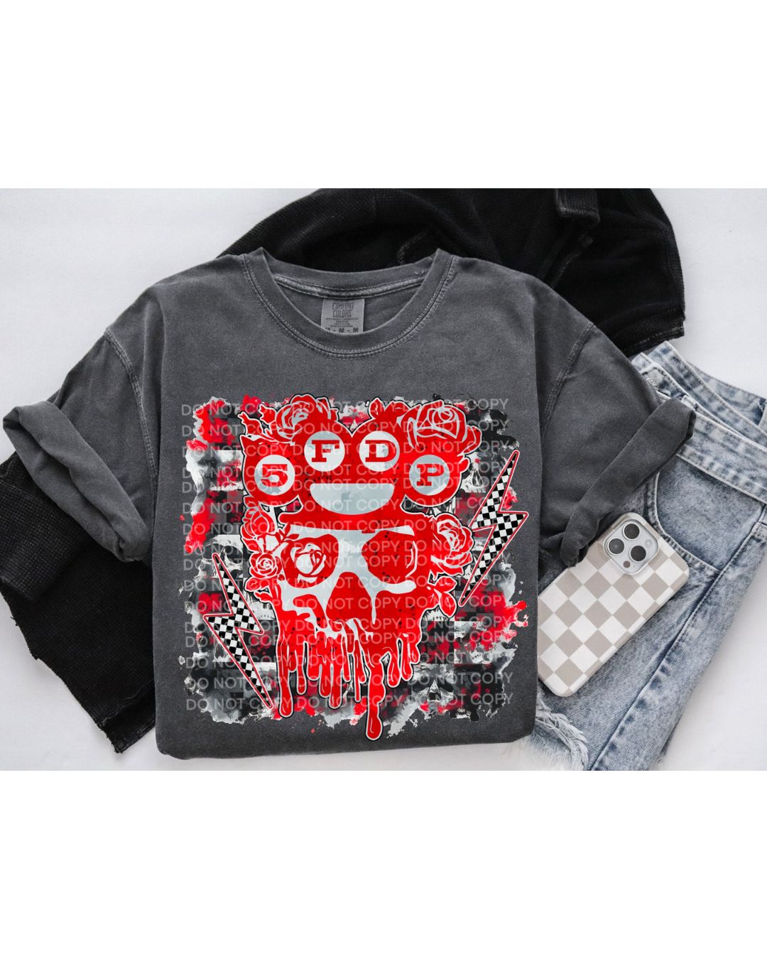 Rock Band Collection F5 on Pepper Gray Comfort Colors T-Shirt