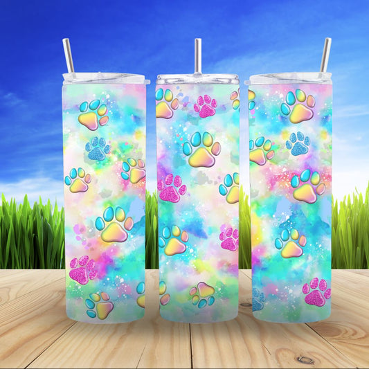 Pastel dog Paws 20 oz Tumbler