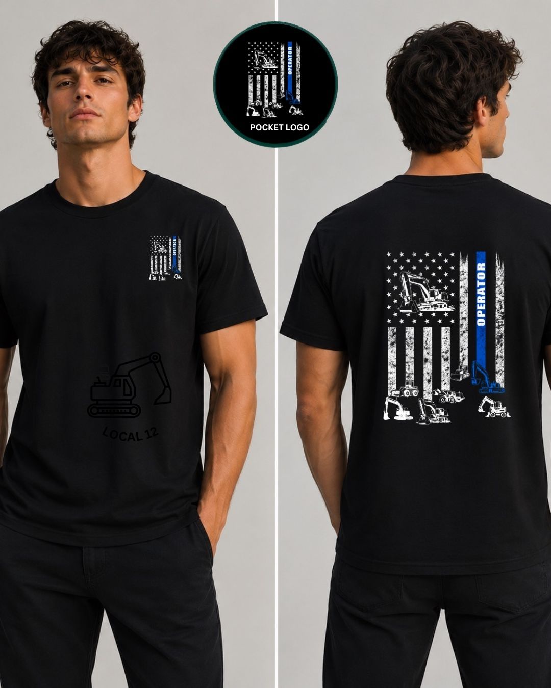Heavy Equipment Operator American Flag