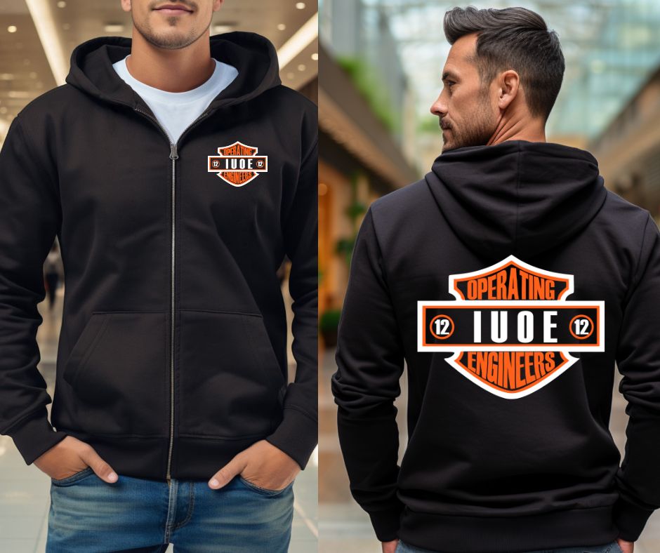 IUOE Local 12  Gildan Zip up Hoodie with pocket and back logo