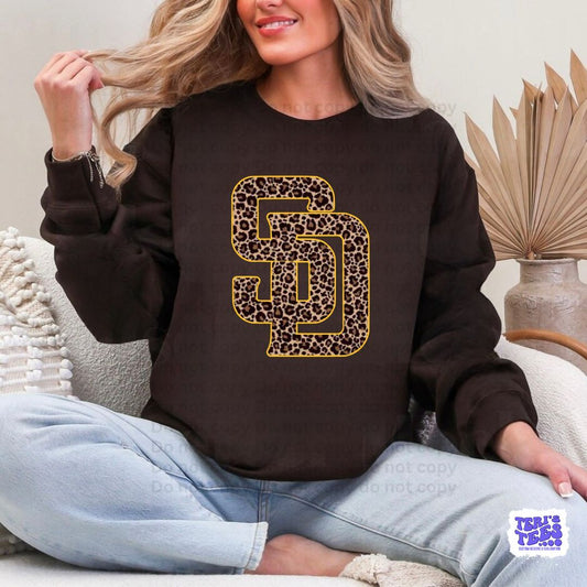 SD Padres Leopard Gold Crew