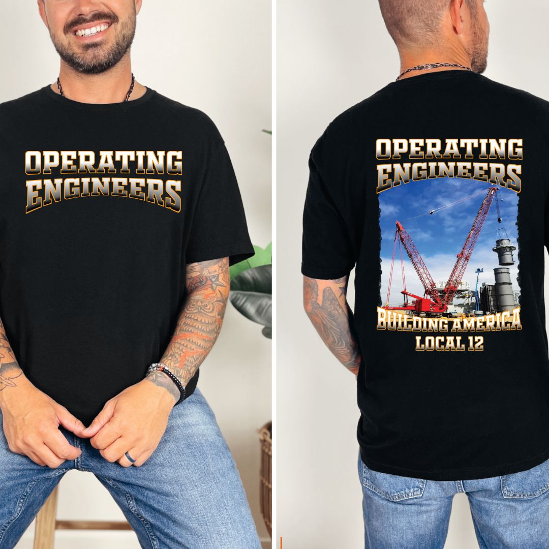 Operating Engineers Ombre Building America Local 12 Black Ultra Gildan T-Shirt