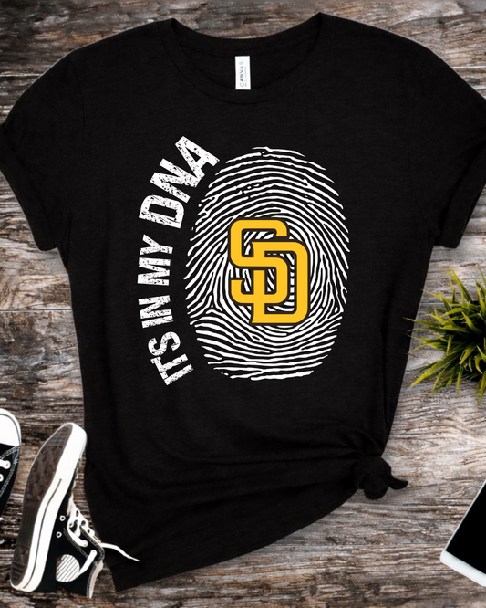 It's in my DNA SD Padres on Women's  Black Bella Canvas T-Shirt