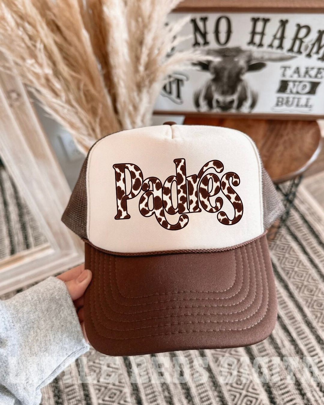 Padres Cow Print on chocolate brown-tan Otto hat