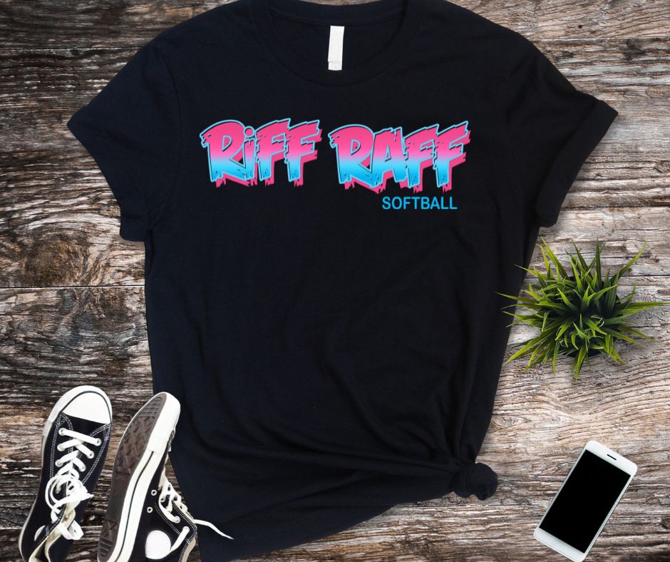 Riff Raff Adult Softball Hot Pink & Blue T-Shirt