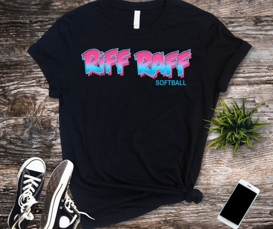 Riff Raff Adult Softball Hot Pink & Blue T-Shirt
