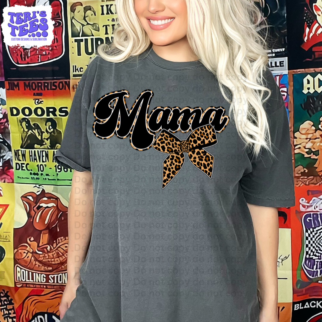 Mama Leopard Bow T-Shirt