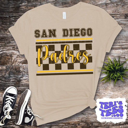 San Diego Padres Tan Checkered T-Shirt